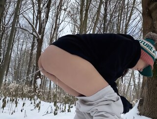 amateur He pissing inside my young ass in the forest on snow anal mov